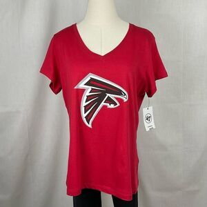 Atlanta Falcons Ladies T-Shirt Red V-Neck Tee 47’ Brand NFL Football Sz Lg New